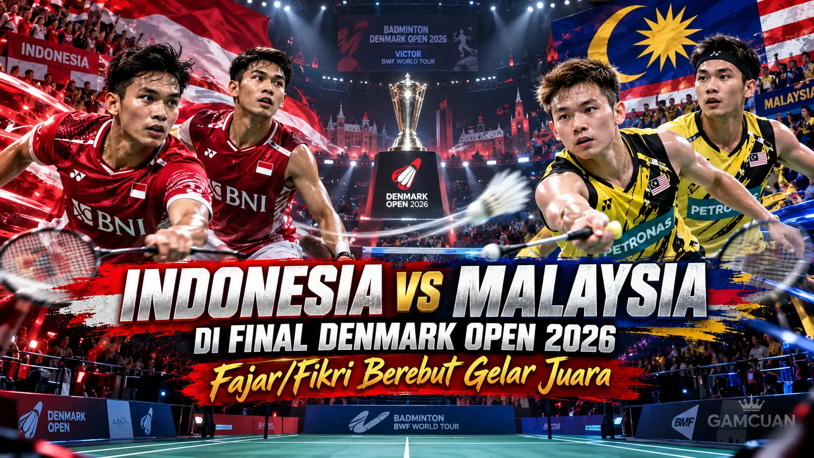 Fajar Alfian dan Muhammad Shohibul Fikri menghadapi Aaron Chia dan Soh Wooi Yik pada final Denmark Open 2026.