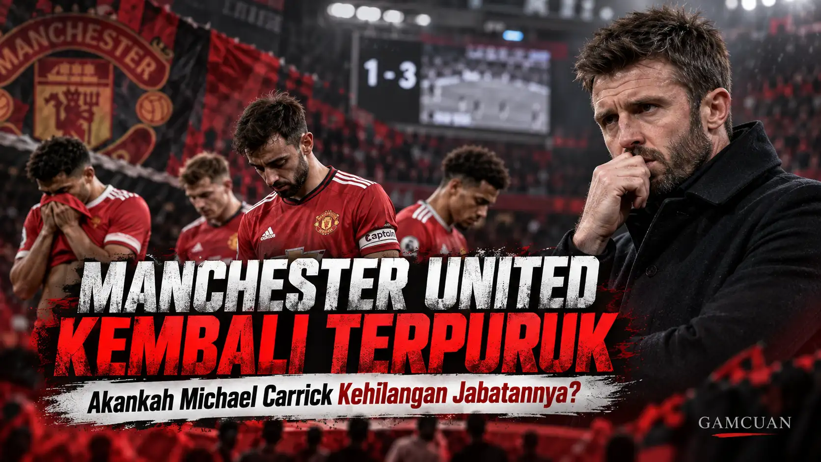 Michael Carrick menghadapi tekanan pemecatan setelah Manchester United kalah 4-1 dari Como dalam Liga Champions 2026.