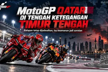 Para pembalap MotoGP berlaga di Sirkuit Lusail Qatar saat ketegangan Timur Tengah menimbulkan kekhawatiran menjelang balapan November 2026.