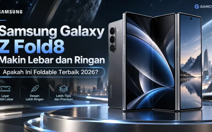 Samsung Galaxy Z Fold8 dengan desain layar lipat lebih lebar dan bodi ringan 2026