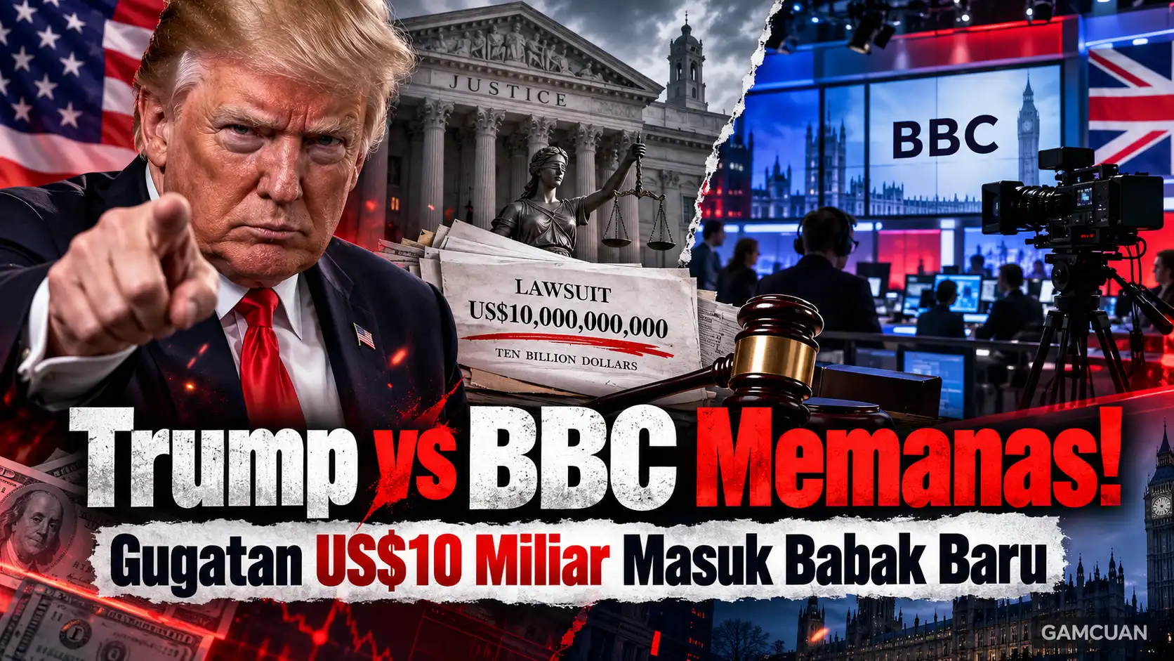 Donald Trump menghadapi sengketa hukum dengan BBC terkait gugatan pencemaran nama baik senilai US$10 miliar.